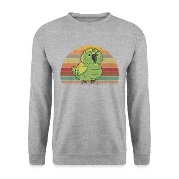 Kakapo Retro Nachtpapagei Vintage - Unisex Pullover - Weißgrau meliert - Vorne - Alina (178cm) & Michal (187cm)