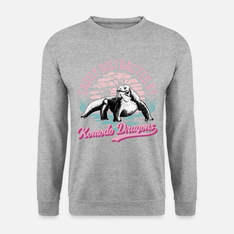 Komodowaran Komododrache Waran - Unisex Pullover - Weißgrau meliert