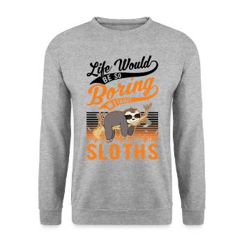 Sloth Gift Sloth - Unisex Sweatshirt - salt & pepper - Front - Alina (178cm) & Michal (187cm)