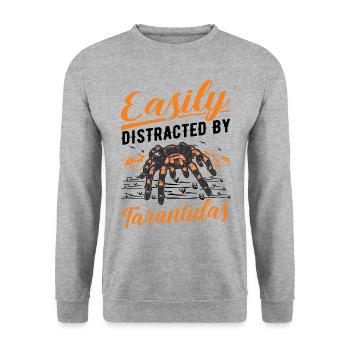 Easily distracted by Tarantulas Tarantel - Unisex Pullover - Weißgrau meliert - Vorne - Alina (178cm) & Michal (187cm)