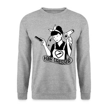 Coiffeur coiffeur coiffeur coiffeur idée cadeau - Sweat-shirt Unisexe - gris chiné - Devant - Alina (178cm) & Michal (187cm)