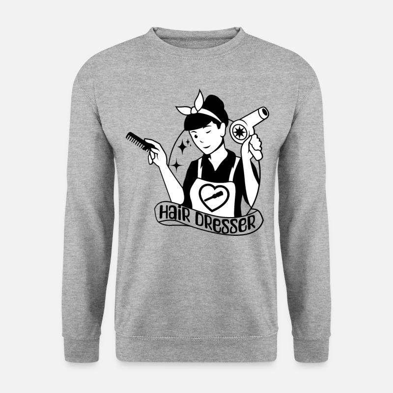 Hair dresser Friseur Haarstylist Geschenkidee - Unisex Pullover - Weißgrau meliert