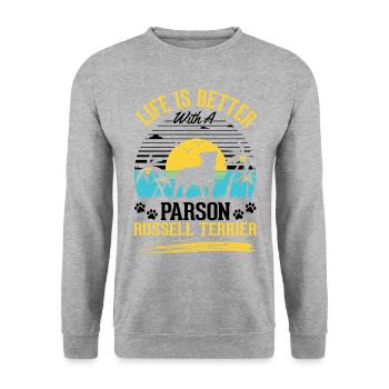Life is better with Parson Russell Terrier - Unisex Sweatshirt - salt & pepper - Front - Alina (178cm) & Michal (187cm)