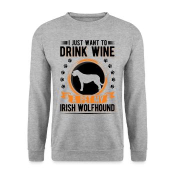 Irish Wolfhound and Wine - Unisex Sweatshirt - salt & pepper - Front - Alina (178cm) & Michal (187cm)