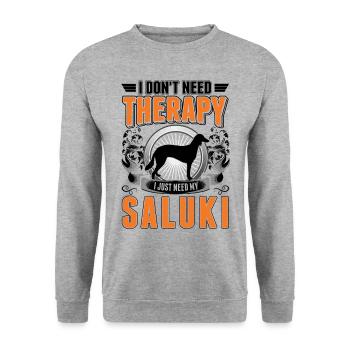 Saluki Thérapie Lévrier de Perse - Sweat-shirt Unisexe - gris chiné - Devant - Alina (178cm) & Michal (187cm)