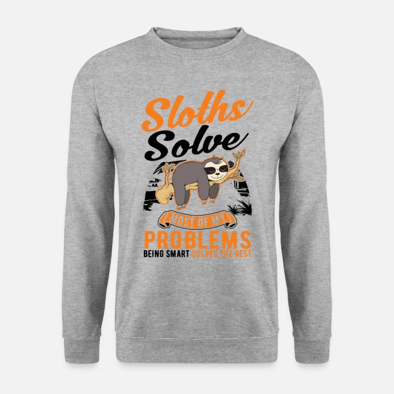 Faultier Geschenk Sloth - Unisex Pullover - Weißgrau meliert