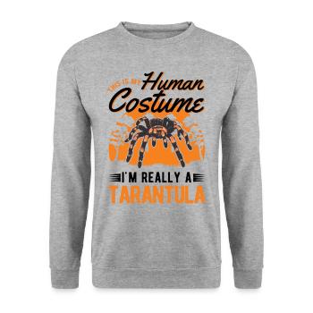 Tarantel Halloween Spinne Tarantula - Unisex Pullover - Weißgrau meliert - Vorne - Alina (178cm) & Michal (187cm)
