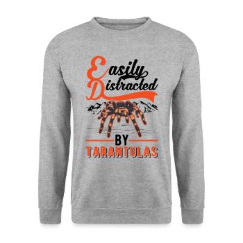 Easily distracted by Tarantulas Tarantel - Unisex Pullover - Weißgrau meliert - Vorne - Alina (178cm) & Michal (187cm)
