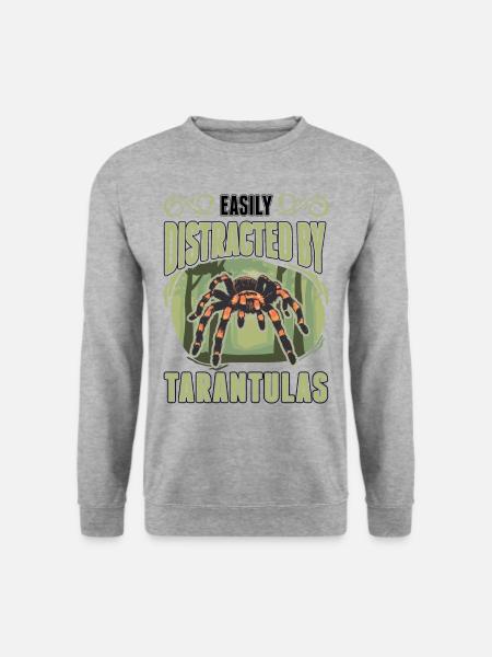 Easily distracted by Tarantulas Tarantel - Unisex Pullover - Weißgrau meliert