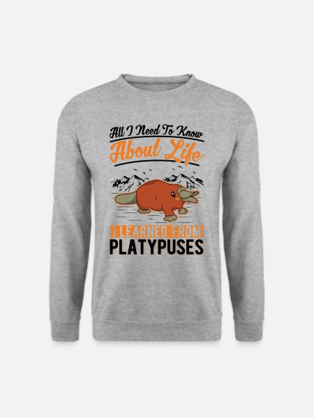 Schnabeltier Geschenk - Unisex Pullover - Weißgrau meliert
