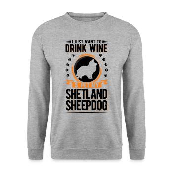Shetland Sheepdog et Wine Sheltie - Sweat-shirt Unisexe - gris chiné - Devant - Alina (178cm) & Michal (187cm)