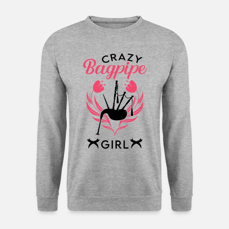 Verrücktes Dudelsack Mädchen - Unisex Pullover - Weißgrau meliert