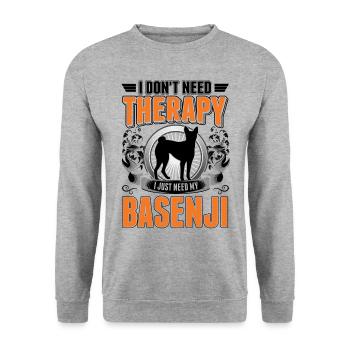 Thérapie Basenji - Sweat-shirt Unisexe - gris chiné - Devant - Alina (178cm) & Michal (187cm)