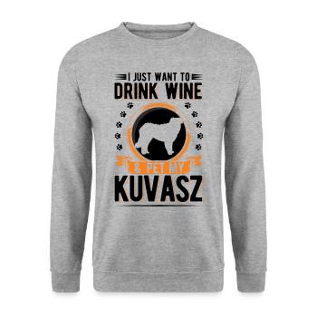 Kuvasz und Wein - Unisex Pullover - Weißgrau meliert - Vorne - Alina (178cm) & Michal (187cm)