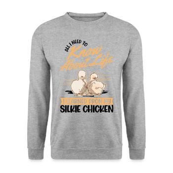 Silkie Chicken Gift Silkie Chicken Silkie Chicken - Unisex Sweatshirt - salt & pepper - Front - Alina (178cm) & Michal (187cm)