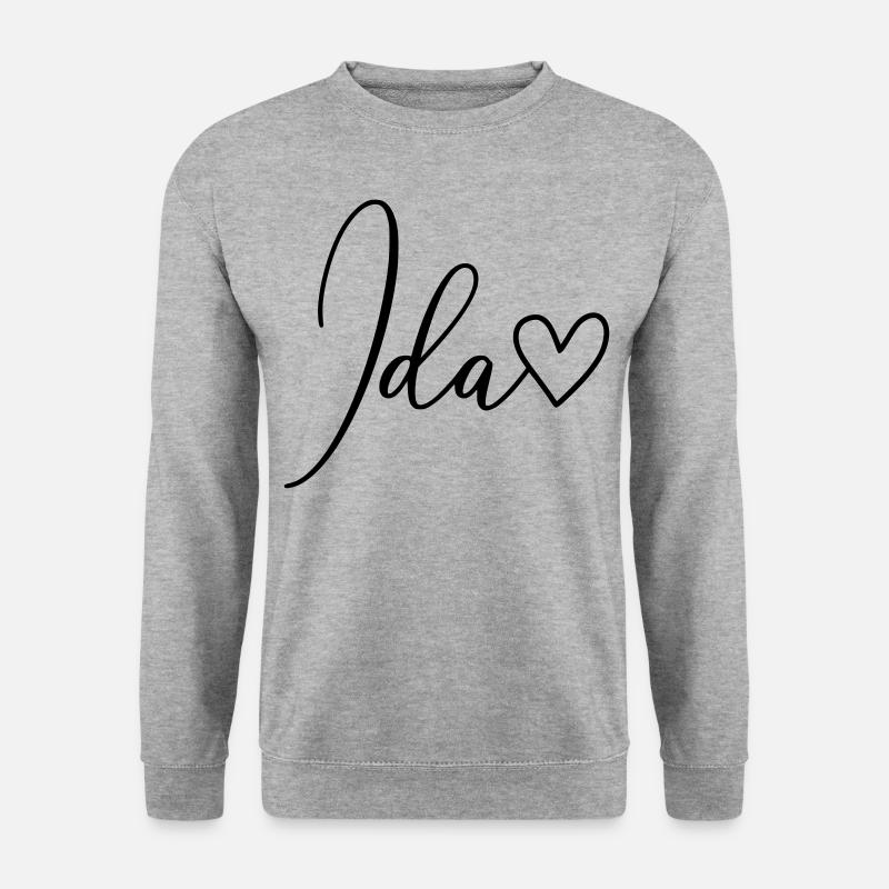 Ida Name Vorname Mädchen - Unisex Pullover - Weißgrau meliert