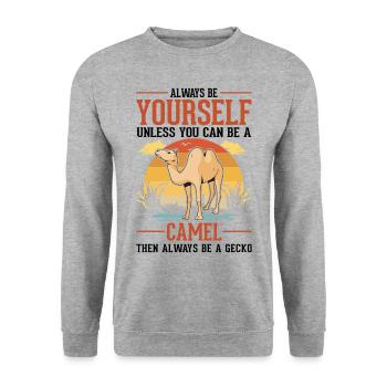 Always be yourself Camel Big Camel Camel - Unisex Sweatshirt - salt & pepper - Front - Alina (178cm) & Michal (187cm)