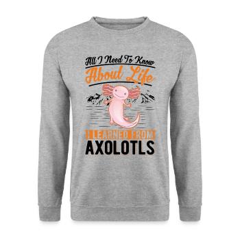 Axolotl cadeau armé amphibien - Sweat-shirt Unisexe - gris chiné - Devant - Alina (178cm) & Michal (187cm)