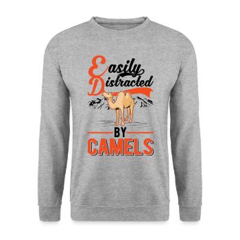 Easily distracted by Camels Big Camel Camel - Unisex Sweatshirt - salt & pepper - Front - Alina (178cm) & Michal (187cm)