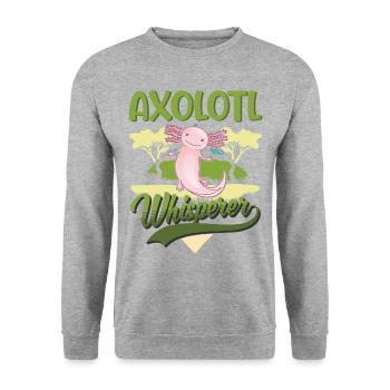 Axolotl Flüsterer Axolotl Whisperer - Unisex Pullover - Weißgrau meliert - Vorne - Alina (178cm) & Michal (187cm)