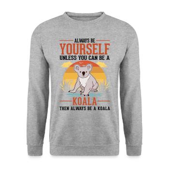 Always be yourself Koala - Unisex Pullover - Weißgrau meliert - Vorne - Alina (178cm) & Michal (187cm)