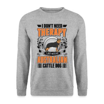 Australian Cattle Dog Therapie - Unisex Pullover - Weißgrau meliert - Vorne - Alina (178cm) & Michal (187cm)