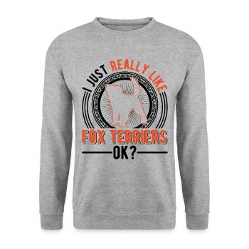 J’aime juste les fox-terriers - Sweat-shirt Unisexe - gris chiné - Devant - Alina (178cm) & Michal (187cm)