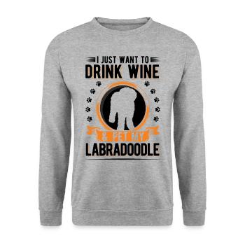 Labradoodle and wine - Unisex Sweatshirt - salt & pepper - Front - Alina (178cm) & Michal (187cm)
