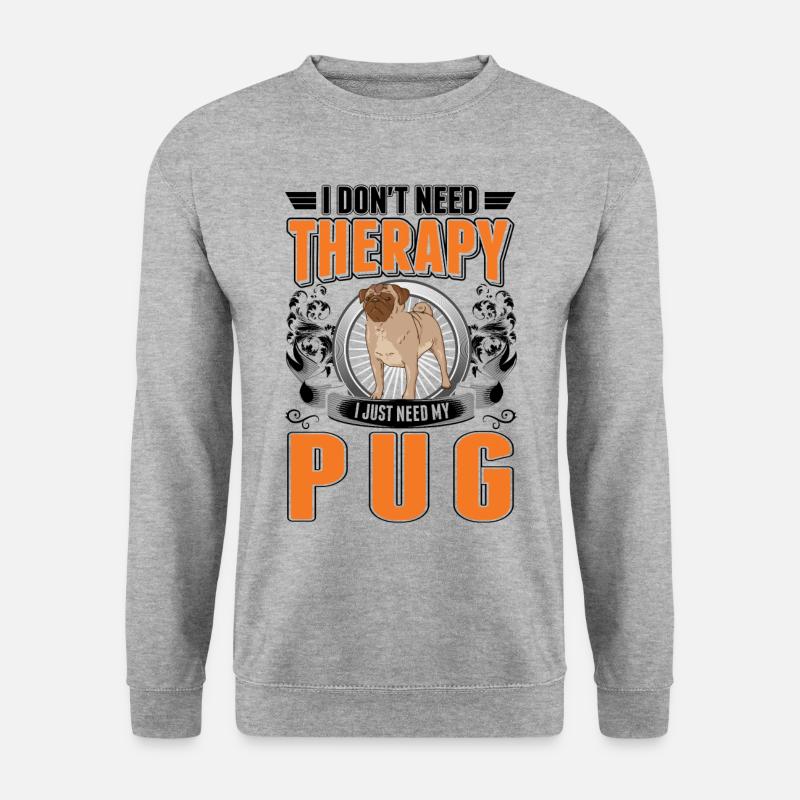 Mops Therapie Geschenk - Unisex Pullover - Weißgrau meliert