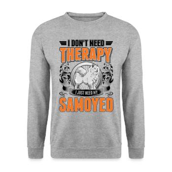 Samoyède Thérapie Chien de traîneau Samoyède - Sweat-shirt Unisexe - gris chiné - Devant - Alina (178cm) & Michal (187cm)