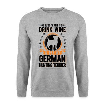 Terrier de chasse allemand et vin - Sweat-shirt Unisexe - gris chiné - Devant - Alina (178cm) & Michal (187cm)