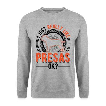 Presa Canario Cadeau Dogue Canario - Sweat-shirt Unisexe - gris chiné - Devant - Alina (178cm) & Michal (187cm)