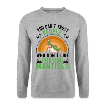 Praying Mantis Gift Mantis Mantis - Unisex Sweatshirt - salt & pepper - Front - Alina (178cm) & Michal (187cm)