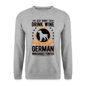 German Wirehaired Wine - Unisex Sweatshirt - salt & pepper - Front - Alina (178cm) & Michal (187cm)