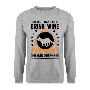 Berger allemand et vin - Sweat-shirt Unisexe - gris chiné - Devant - Alina (178cm) & Michal (187cm)