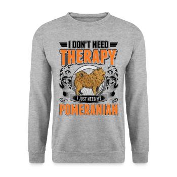 Zwergspitz Therapie Pomeranian - Unisex Pullover - Weißgrau meliert - Vorne - Alina (178cm) & Michal (187cm)