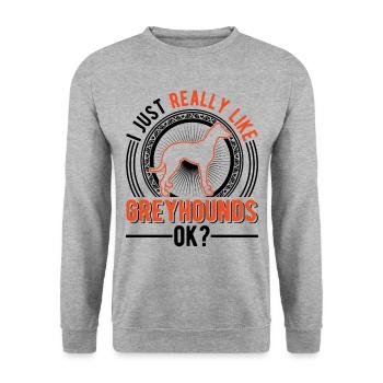 J’aime juste les lévriers Greyhound Galgo - Sweat-shirt Unisexe - gris chiné - Devant - Alina (178cm) & Michal (187cm)