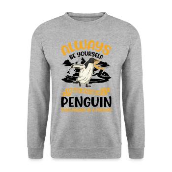 Sois toujours toi-même Pinguin pingouin - Sweat-shirt Unisexe - gris chiné - Devant - Alina (178cm) & Michal (187cm)