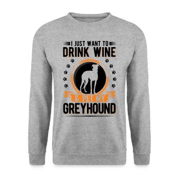 Windhund und Wein Greyhound Galgo - Unisex Pullover - Weißgrau meliert - Vorne - Alina (178cm) & Michal (187cm)