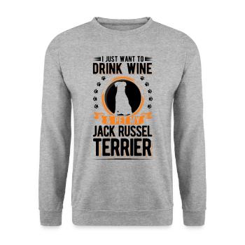 Jack Russell Terrier and Wine - Unisex Sweatshirt - salt & pepper - Front - Alina (178cm) & Michal (187cm)
