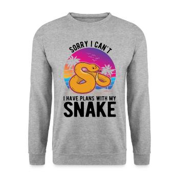 Schlangen Besitzer Schlangenliebhaber - Unisex Pullover - Weißgrau meliert - Vorne - Alina (178cm) & Michal (187cm)