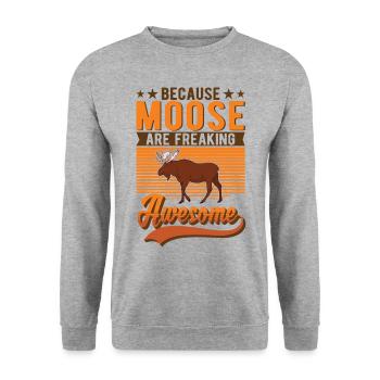 Moose Gift Moose Antlers Scandinavia - Unisex Sweatshirt - salt & pepper - Front - Alina (178cm) & Michal (187cm)