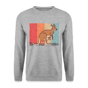 Kangourou Retro Australie Vintage - Sweat-shirt Unisexe - gris chiné - Devant - Alina (178cm) & Michal (187cm)