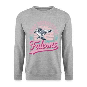 Facilement distrait par les Faucons Falkenzucht Falkner - Sweat-shirt Unisexe - gris chiné - Devant - Alina (178cm) & Michal (187cm)