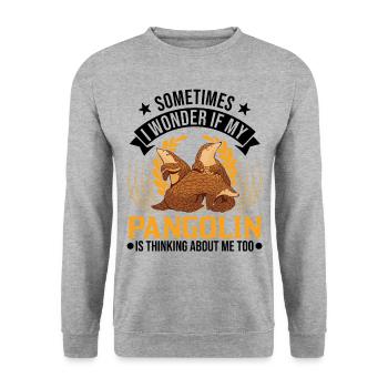 Cadeau Pangolin Pangolin - Sweat-shirt Unisexe - gris chiné - Devant - Alina (178cm) & Michal (187cm)