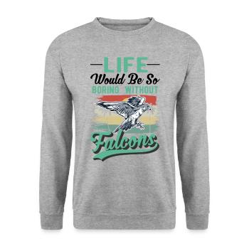 Fauconnier cadeau fauconnerie crécerelle - Sweat-shirt Unisexe - gris chiné - Devant - Alina (178cm) & Michal (187cm)