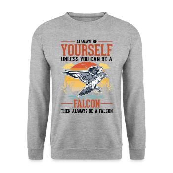 Always be yourself Falcon Falconry Falcon - Unisex Sweatshirt - salt & pepper - Front - Alina (178cm) & Michal (187cm)