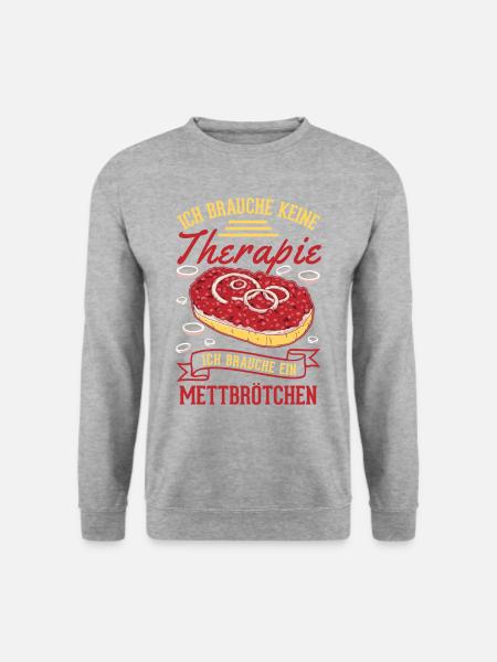 Mettbrötchen Therapie Mett Hackepeter - Unisex Pullover - Weißgrau meliert