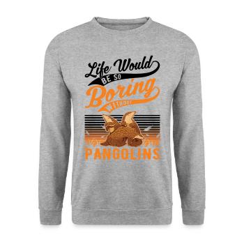 Pangolin Cadeau Pangolin - Sweat-shirt Unisexe - gris chiné - Devant - Alina (178cm) & Michal (187cm)