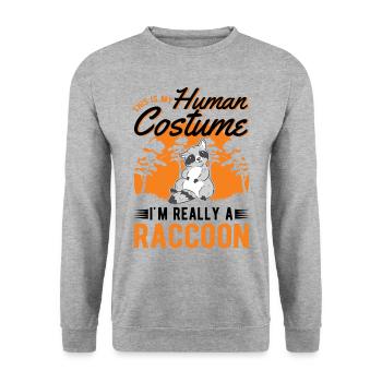 Waschbär Costume Raccoon Halloween - Unisex Pullover - Weißgrau meliert - Vorne - Alina (178cm) & Michal (187cm)